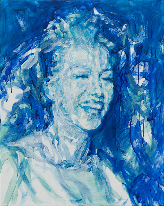 Gilda movement, laugh, paintbrush line, acrylic painting