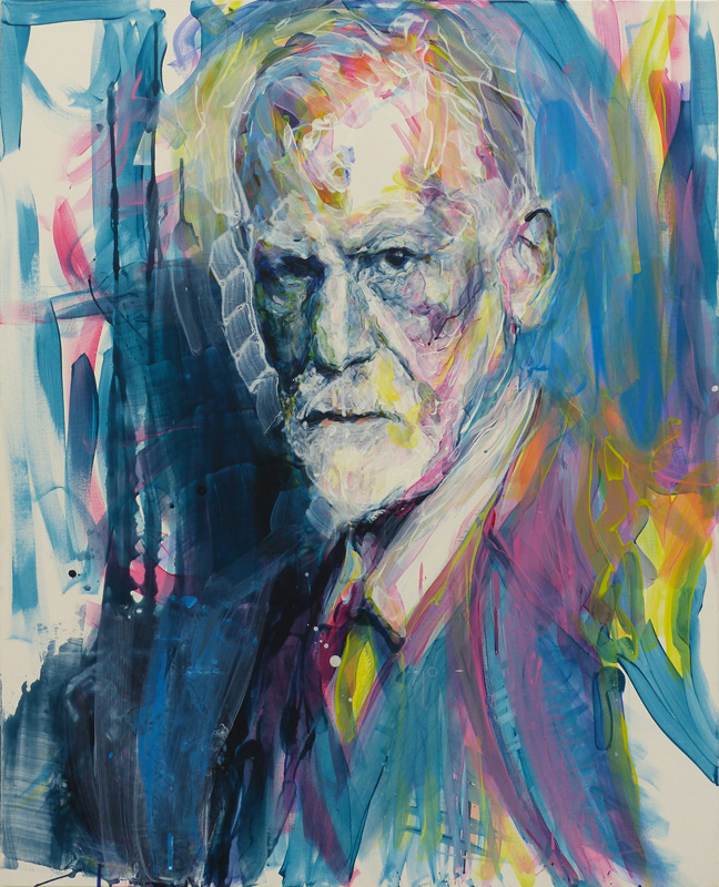 Acrylic painting on canvas of Sigmund Freud- Aïcha Bendafi - Arles
