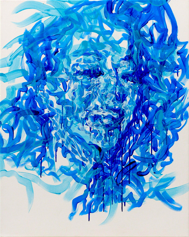 Gilda mouvement rire ligne pinceau peinture acrylique