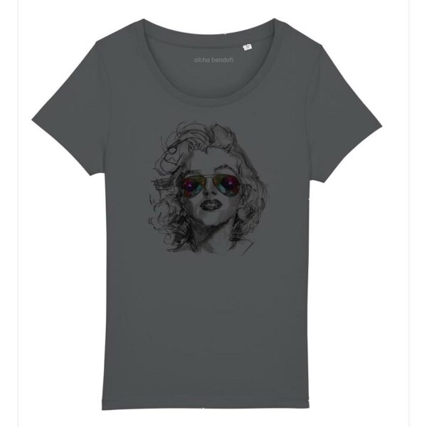 T-Shirt femme Marilyn Monroe couleur gris anthracite