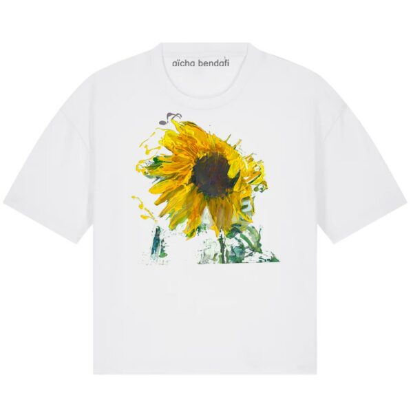 Teeshirt tournesol au vent Coupe boxy femme coton biologique